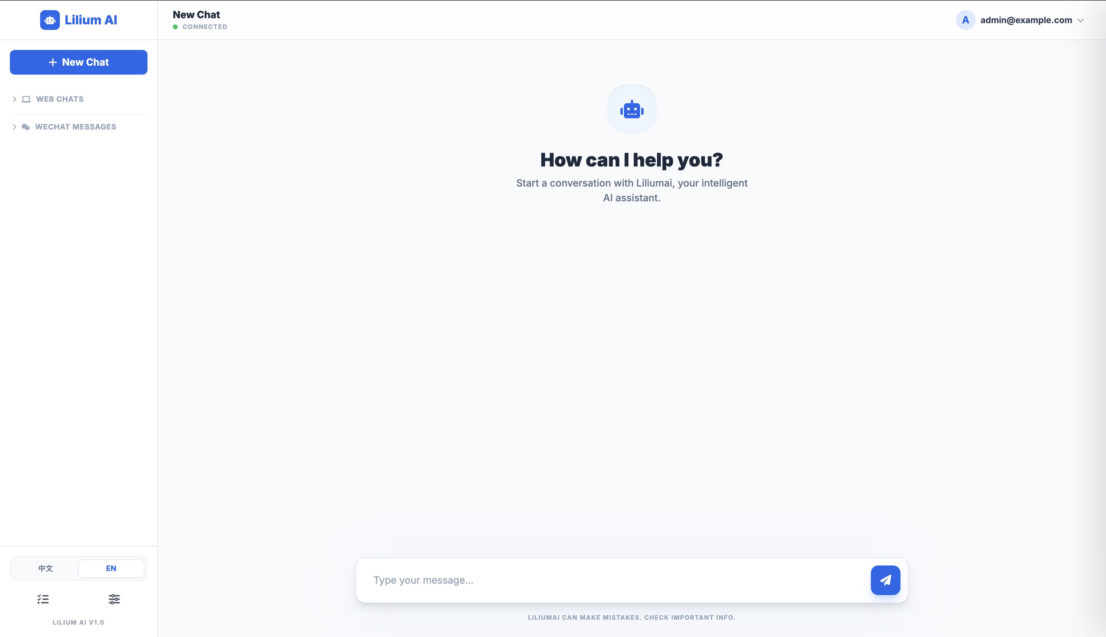 Lilium AI Dashboard Interface